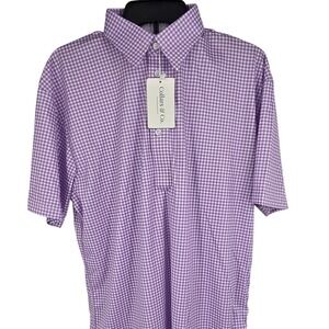 NWT Collars and Co Dress Collar Polo Shirt Large Lavender and White